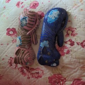 Hand carved and painted cat door stops